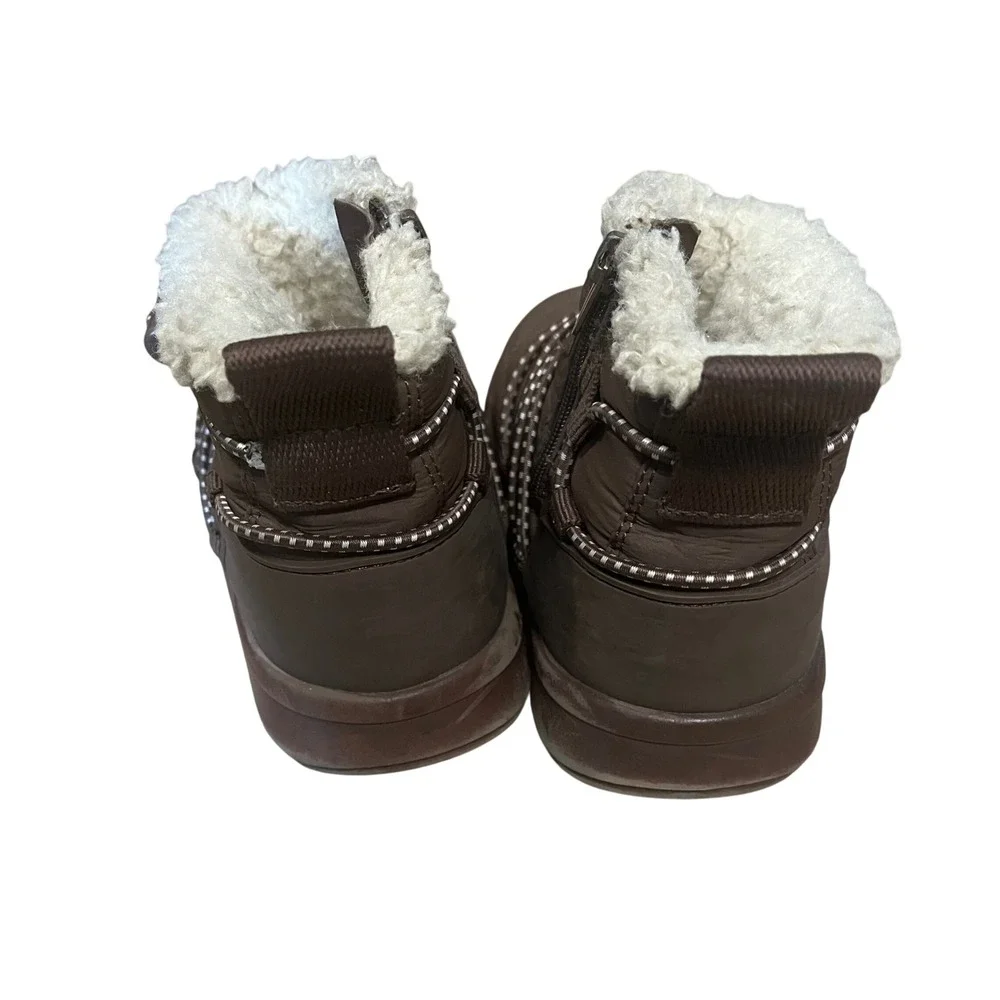 Zara Kids Brown Quilted Puffer Boots Faux Shearling Lined Size 24 Toddler 7.5-8